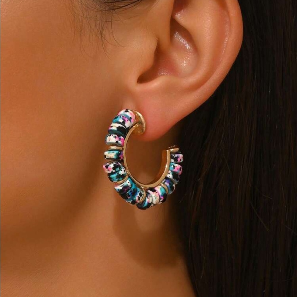 Colorful Hoop Earrings - Picture 2 of 3